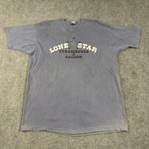 Fruit of the Loom Lone Star Steakhouse T Shirt Mens XXL Blue Vintage 90s Texas